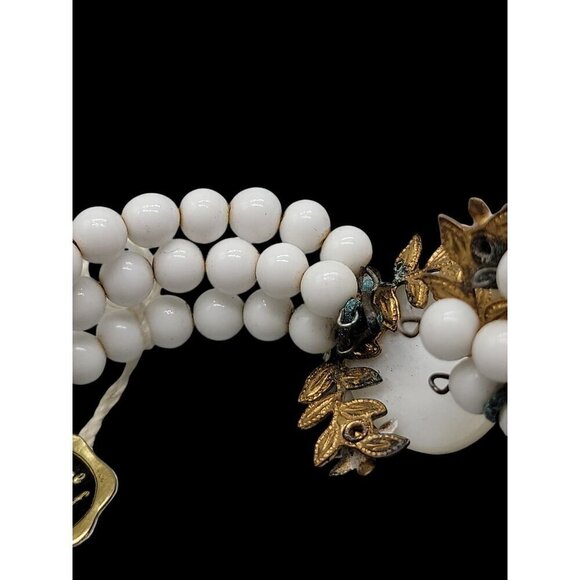 MOP Milk Bead Wrap Bracelet Multistrand Open End Mother of Pearl Disk Ends 7" - Picture 15 of 16